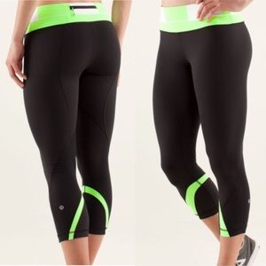 Lululemon Run Inspire Crop II Black Green